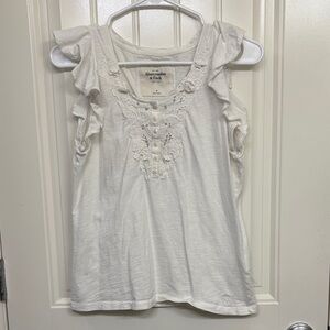 Abercrombie & Fitch Off-white Ruffle Blouse
